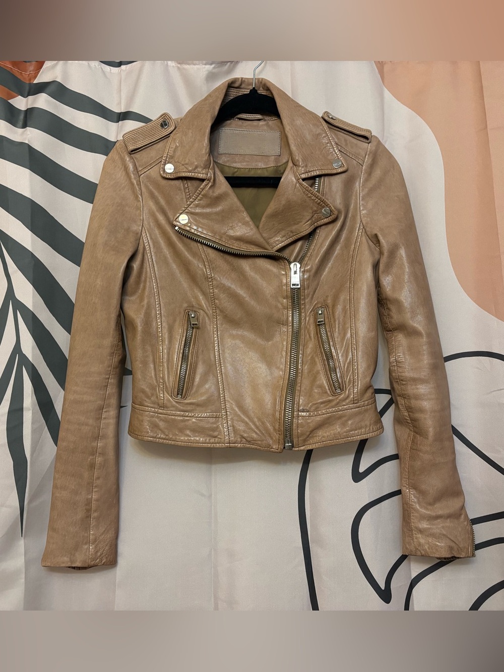 Women’s Lamarque Tan Leather Moto Jacket